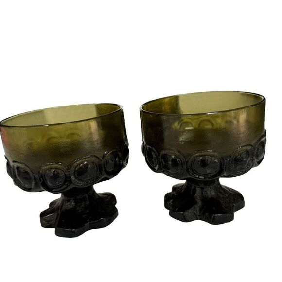 Tiffin Franciscan Madeira Sherbet or Champagne Olive Green Smoke Glasses (3) - Picture 3 of 7